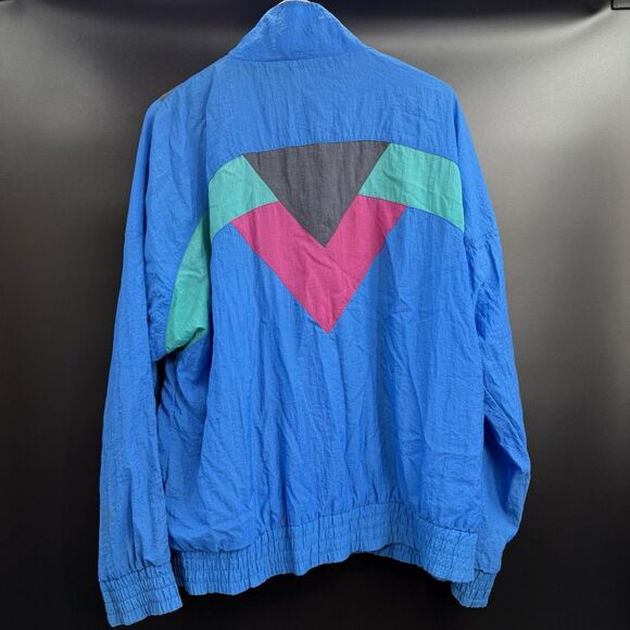Adidas Vintage 90s Windbreaker Track Jacket Light Weight Coat Zipper Closure L - Picture 4 of 10